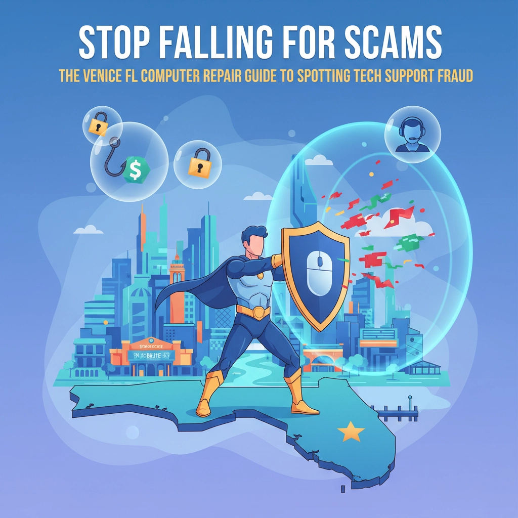 Read more about the article Stop Falling for Scams: The Venice FL Computer Repair Guide to Spotting Tech Support Fraud