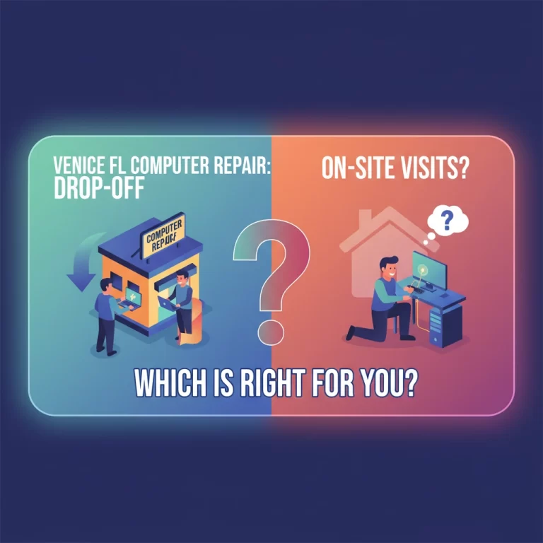 Read more about the article Venice FL Computer Repair: Drop-Off Service Vs On-Site Visits (Which Is Right for You?)