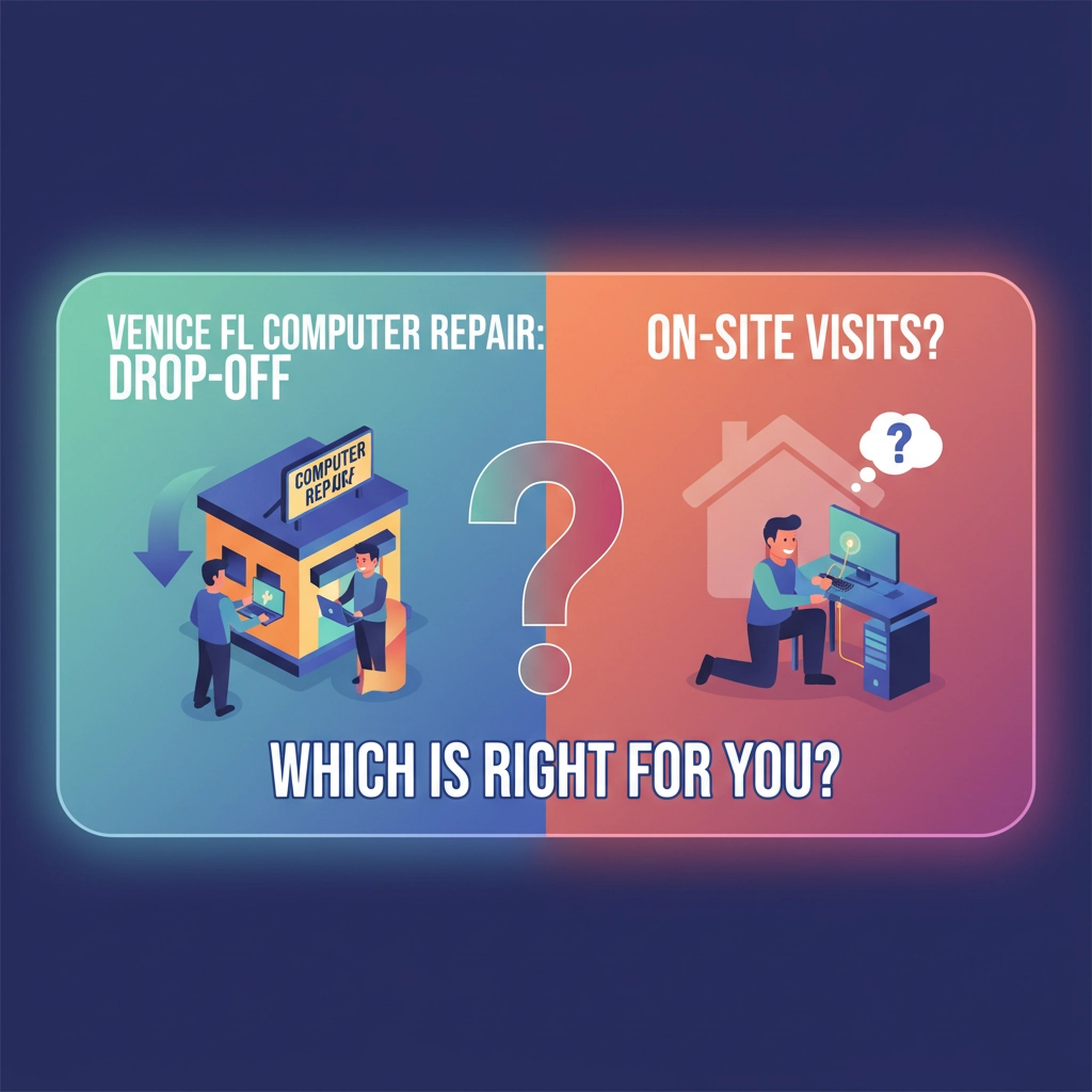 Read more about the article Venice FL Computer Repair: Drop-Off Service Vs On-Site Visits (Which Is Right for You?)
