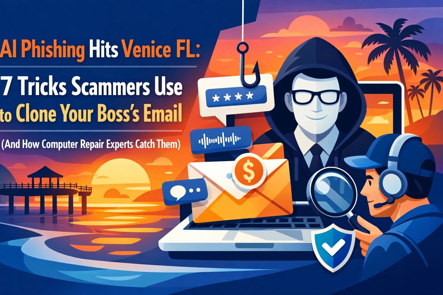 Read more about the article AI Phishing Hits Venice FL: 7 Tricks Scammers Use to Clone Your Boss’s Email (And How Computer Repair Experts Catch Them)