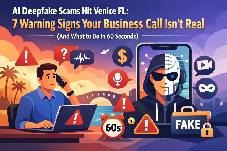 Read more about the article AI Deepfake Scams Hit Venice FL: 7 Warning Signs Your Business Call Isn’t Real (And What to Do in 60 Seconds)