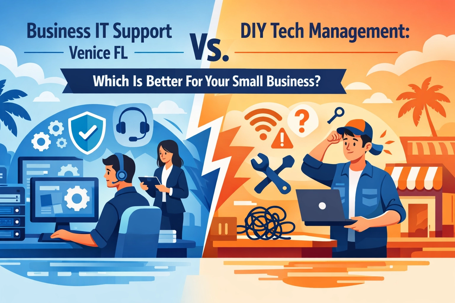 Read more about the article Business IT Support Venice FL Vs. DIY Tech Management: Which Is Better For Your Small Business?