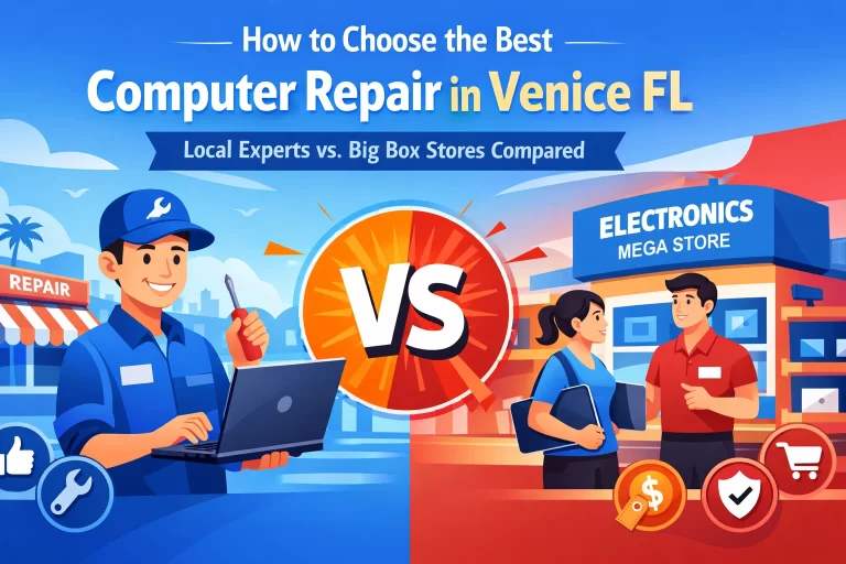 Read more about the article How to Choose the Best Computer Repair in Venice FL (Local Experts vs. Big Box Stores Compared)